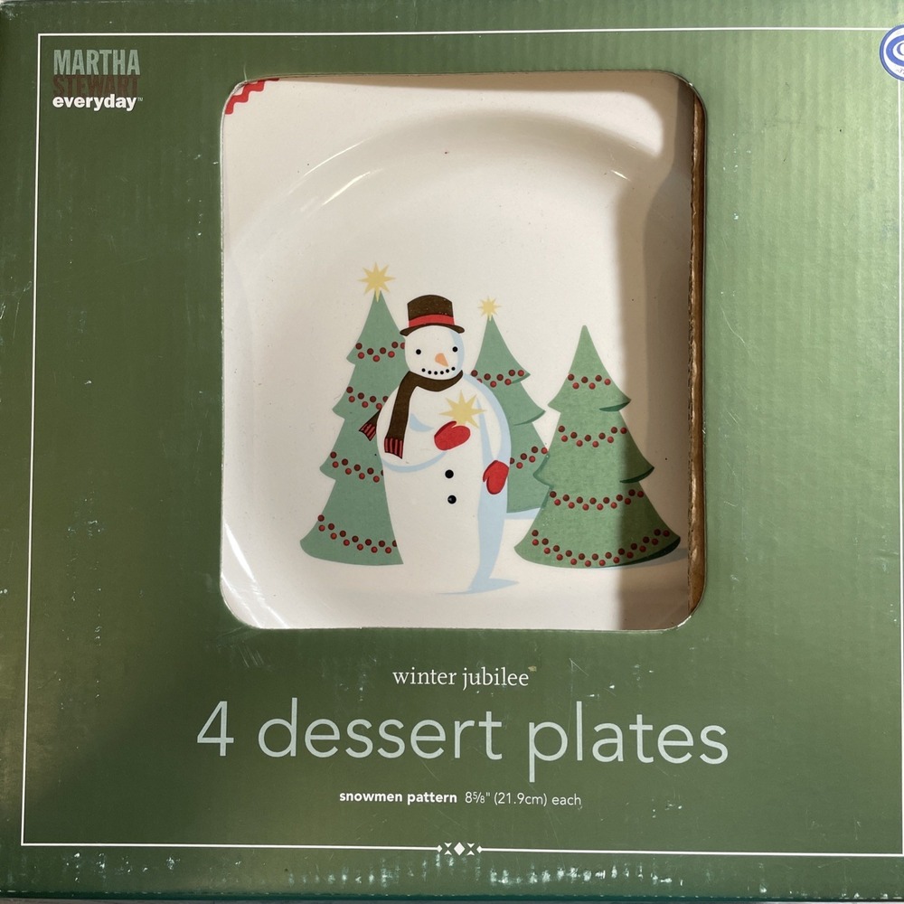 Martha‎ Stewart Vtg 2004 Winter Jubilee Dessert Plates Set Of 4 NITB 9" Round
